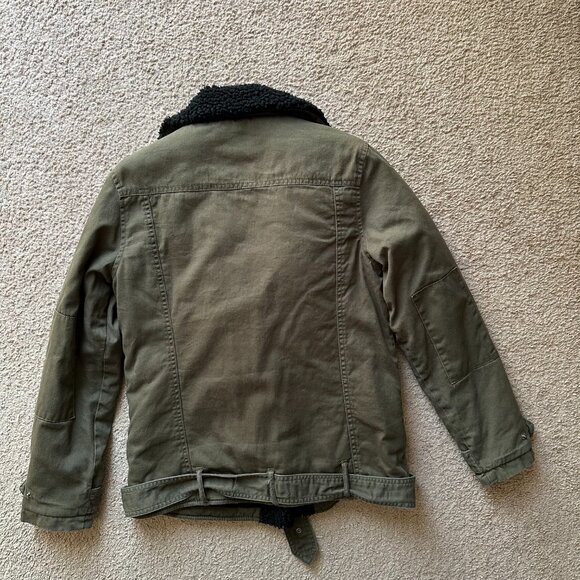 Express Jacket Womens Extra Small Full Zip Notch Green Cotton Fleece Lined - Picture 2 of 13